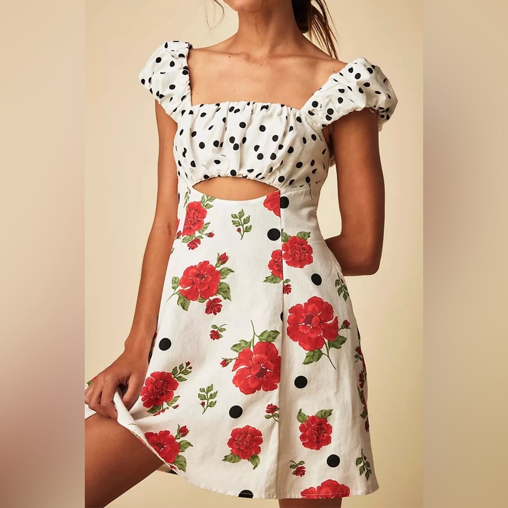 Free People White Floral Mini Dress